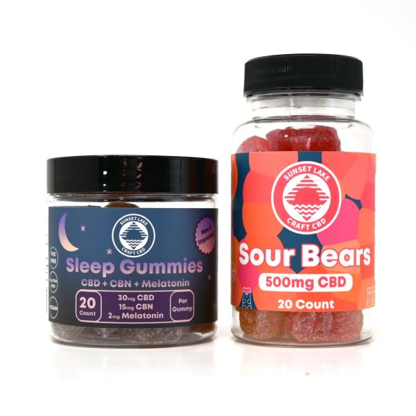 Day 'N' Night CBD Gummy Bundle with CBD Sour Gummy Bears and Sleep Gummies