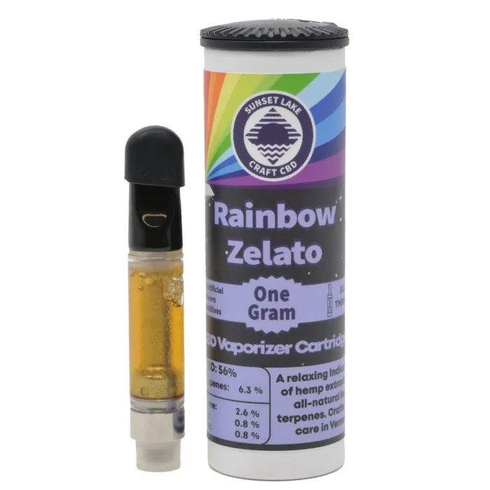 Sunset Lake CBD's Rainbow Zelato CBD Vape Cart.