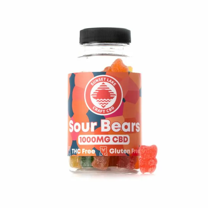 40 count jar of Sour Bears CBD Gummies from Sunset Lake CBD