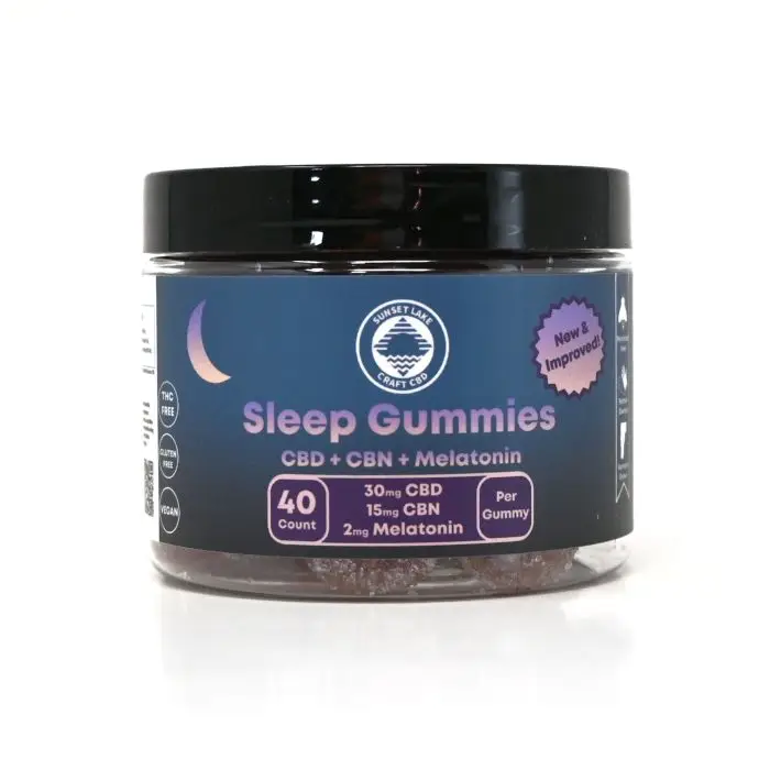 40-count jar of Sleep Gummies with CBD, CBN, and melatonin