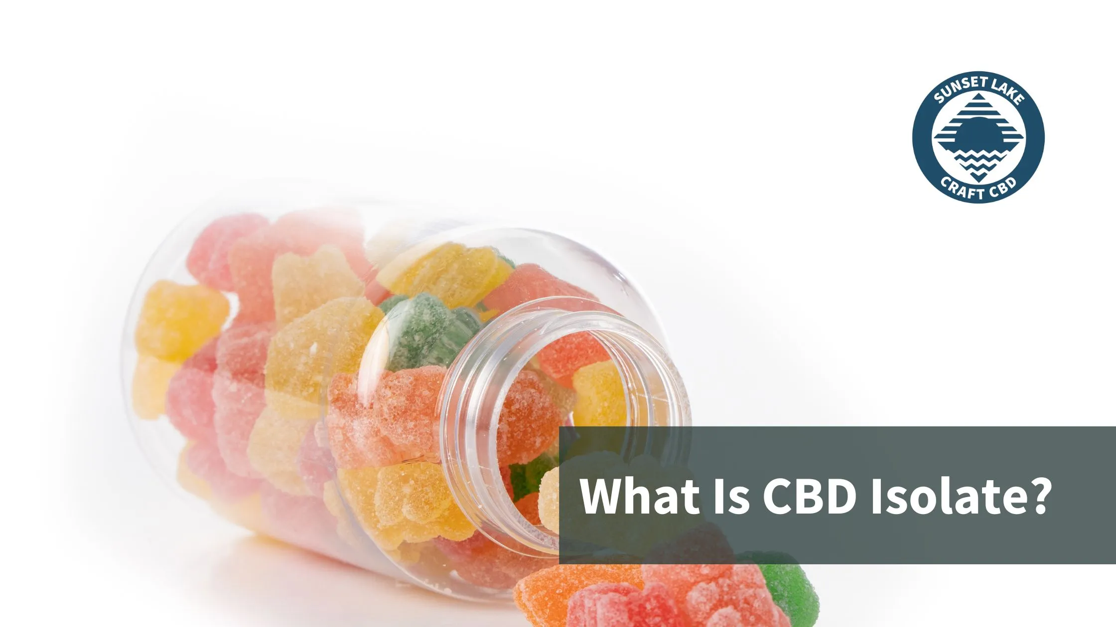 A jar of gummies made with CBD isolate. Text reads "What is CBD Isolate?"